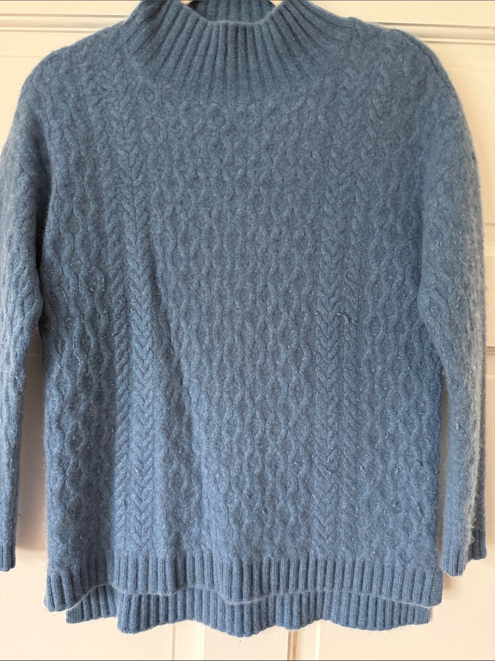 Talbots Cashmere Women's Blue Cable-Knit Mock Neck Sweater